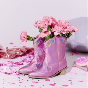 Lola + The Boys Pink Iridescent Kids Boots